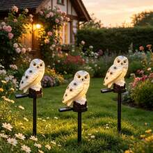 Solar Powered Owl Lawn Light Plastic Realistic Craft Outdoor Glowing Decorative Lamp Garden Landscape Light Light Control Sensor Ground Stake Light Animal Model Landscape Light Festival Atmosphere Light - Resin Owl Lawn Light - View 10