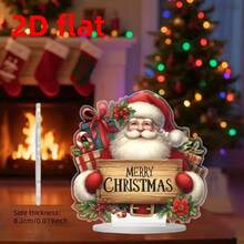 1pc 2D Printed Acrylic "Merry Christmas" Desktop Decor, Bohemian Style Christmas Themed Ornament - Perfect For Home Living Room, Bedroom, Office - C - View 2