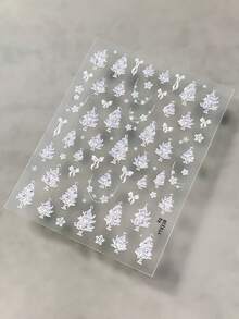 1 Sheet Christmas Tree Nail Stickers, Cute Xmas Tree Bow Snowflake Rhinestone Self-Adhesive Nail Decals, Winter Holiday Nail Art Decorations - Multicolor - View 10
