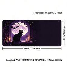 Halloween Gothic Purple Full Moon Large Rubber Desk Mat, Black Cat Bat Candle Window Pattern Extended Gaming Mouse Pad, Non Slip Rubber Base Table Protector For Laptop Computer, Mystic Witchy Halloween Desktop Decor Gift - View 15