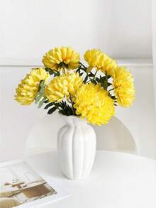 1/3pcs Artificial Chrysanthemums, 50cm Faux Flowers Suitable For Wall, Living Room, Bedroom, Wedding, Party Decoration, Tabletop Filler, Home, Tabletop Decor, Kitchen, Wedding, Tabletop, Centerpiece, Office, Garden, Outdoor, House, Yard Decoration - Yellow - View 4