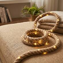 A Modern-Style Decorative String Light Featuring DIY Jute Rope Accents; Suitable For Indoor Decor And Craft Projects, As Well As For Bedrooms, Living Rooms, Gardens, Parties, Weddings, Halloween, And Christmas Celebrations. - Warm Light - View 8