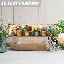 1pc 2D Flat Vintage Potted Flower & Butterfly Wall Hanging Decor, Rustic Style, For Kitchen, Balcony, Garden Party Home Decoration, Decorative Sign & Plaque (Random Style) - A - View 4
