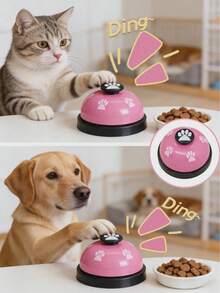 1PC Pet Training Bell, Universal Paw Print Button For Dogs And Cats, Crisp Sound Interactive Training Toy, Dog Training Communication Device, Pet Intelligence Training Supplies - Pink - View 2