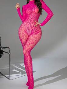 Lingerie Set/Role Play Costume, Camisole, Fishnet Jumpsuit, Elastic Fishnet Lingerie Jumpsuit, Bikini Suitable For Women And Girls - Rose Red - View 5