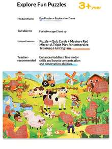 Jelajahi Mainan Puzzle Edukatif Anak, Termasuk Kartu Petunjuk yang Sesuai, Dipasangkan dengan Kacamata Dekripsi Merah, Selesaikan Puzzle untuk Membuka Pola Tersembunyi, Permainan Berburu Harta Karun Misterius 2-in-1, Temukan Rahasia Kecil, Kembangkan Keterampilan Observasi dan Konsentrasi, Cocok untuk Pendidikan Anak Usia Dini 3+ Tahun - MultiWarna - View 11