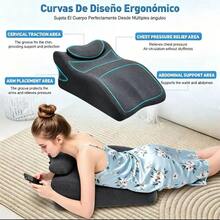 Almohada Grande de Espuma de Memoria Tipo Cuña, Cojín Inclinado de Respaldo para Cama, Soporte Ergonómico para Dormir, Descansar y Leer - Gris oscuro - Ver 9