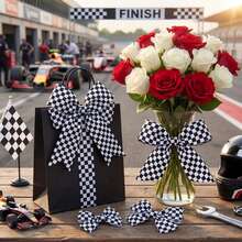 Black And White Checkered Ribbon, Suitable For Racing Theme Decoration, DIY Crafts, Gift Wrapping, Pet Leash, Wedding Supplies And Bows, Halloween Decoration, Christmas Decoration - Multicolor - View 10