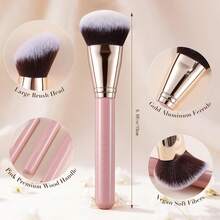 Makeup Brush, Curved Foundation Brush, Large Area Application, Curved Fit To Skin, Suitable For Foundation Brush, Concealer Brush - Baby Pink - View 4