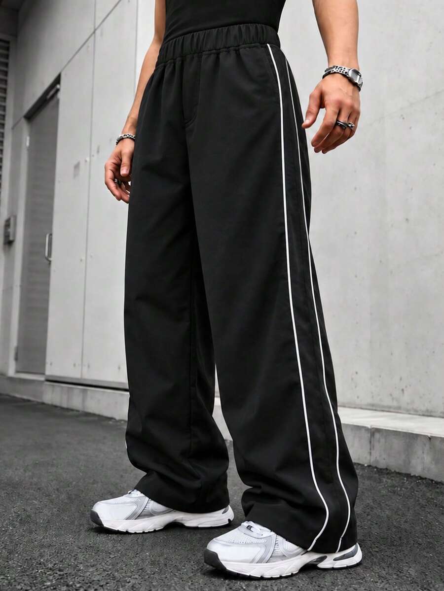 Tween Boys' Simple Exercise Sports Outdoor Straight Pants For Spring And Autumn - Black - View 1