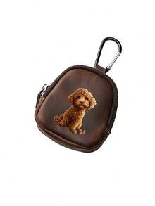 Mini Zipper Coin Purse With Curly Puppy Design (With Snap Clasp), Portable PU Leather Headphone Pouch, Small Key Card Holder, Original Coin Purse, Zipper Earphone Storage Bag, Key Pouch And Keychain Accessories - Multicolor - View 13