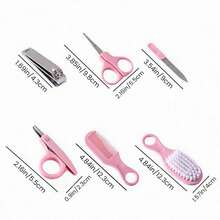 6pcs Pink Newborn Nail And Hair Daily Care Set Including Beauty Brush Comb Nail Set For Home Use - Pink - View 3