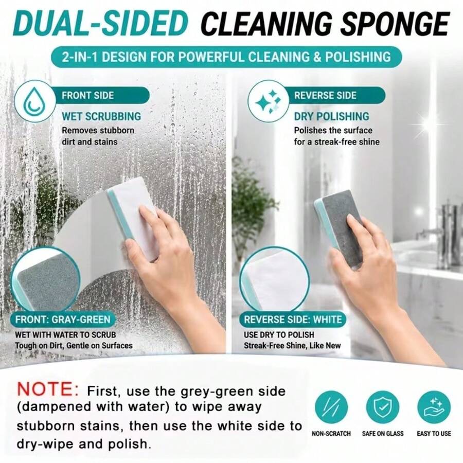6Pcs/3pcs/1pc Glass Limescale Magic Scrub Cleaning Brush, Household Bathroom Mirror Shower Room Tile Powerful Limescale Water Stain Water Mark Removal Tool, Multi-Functional Window Glass Cleaning Tool - Multiple Styles - View 1