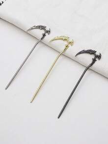 1pc Witch Reaper Skeleton Hair Stick, Vintage Viking Hair Pin, Nordic Gothic Headpiece, Bohemian Norwegian Style Hair Accessory - Multicolor - View 4
