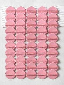 10pcs/20pcs/50pcs Dual-Sided Dual-Effect Makeup Sponge Puff, Wet & Dry Use, Pink Water Drop Shape, Ribbon Printed - Pink - View 7