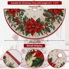 1pc Christmas Wreath Pattern Christmas Tree Skirt, Elegant Color Holiday Decoration, 5 Sizes, Unisex Holiday Gift, Suitable For Home And Party Christmas Decor - Christmas Wreath 4 - View 10