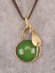 1 buah Kalung Batu Resin Bulat dengan Hiasan Ranting dan Daun Kreatif, Perhiasan Gaya Bohemian, Aksesori Hadiah Natal & Halloween, Cocok untuk Pemakaian Sehari-hari & Kencan, Hadiah untuk Pasangan - tali lilin - View 1