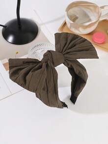 1pc Fashionable Vintage Bow Knot Wide Headband Soft Crinkle Fabric Hair Retro Style Suitable Party Daily Hair Accessory - Multicolor - View 11