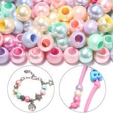 100pcs/Pack Mixed Color Faux Pearl Large Hole Beads 9.5*12mm Barrel Spacer Beads For Bracelet, Phone Chain, Keychain, Bag, Hair Accessory, Clothing DIY Decoration Loose Beads - Random Color Mixing - View 8