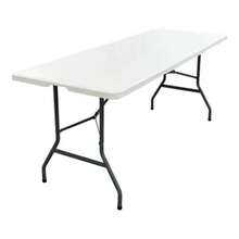 Mesa Plegable de Plástico Tipo Portafolio 1.80 m, Mesa Portátil Blanca con Asa para Interior y Exterior, Fiestas, Eventos y Reuniones - Blanco - Ver 1