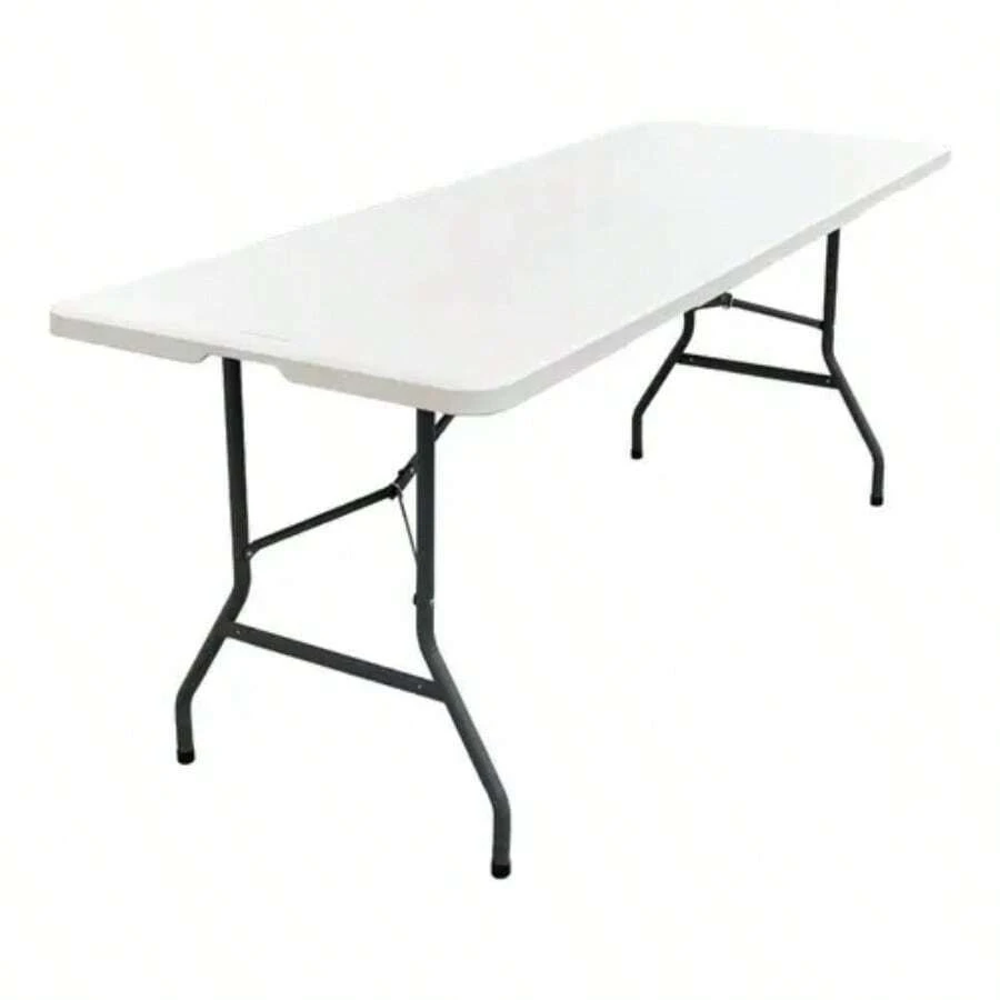 Mesa Plegable de Plástico Tipo Portafolio 1.80 m, Mesa Portátil Blanca con Asa para Interior y Exterior, Fiestas, Eventos y Reuniones - Blanco - Ver 1