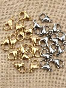 30pcs/Pack Stainless Steel Lobster Claw Clasp, Suitable For Necklace, Bracelet And Other DIY Jewelry Making Accessories - Gold - View 2
