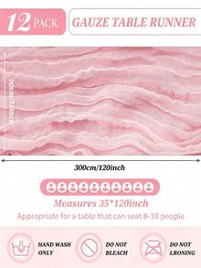 12 Pack Pink Cheesecloth Table Runner Boho Cheese Cloth Gauze Table Runners Semi Sheer Table Runner For Wedding Decor, Bridal Shower, Birthday Party - Multicolor - View 3