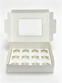 8/4/3/1pc Window Paper Box, 12-Cup Box, Large Size, Suitable For Birthday, Wedding, Valentine's Day Gift Packaging - White - View 4