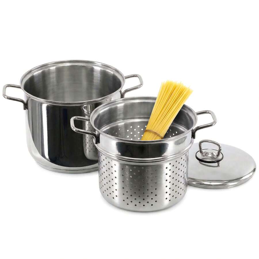 Geezy Stainless Steel Pasta Pot With Strainer Insert & Lid 6L - 3 In 1 Deep Stockpot & Colander Set For All Hobs, Gas & Induction - Dishwasher Proof Spaghetti Noodle Cooking Pan - View 1