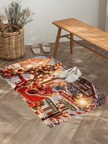 1/2pcs Christmas Kitchen Decor Rug, Merry Christmas, Winter Kitchen Rug And Mat, Non-Slip Washable Absorbent Kitchen Accessories Decor Mat, Christmas Holiday Gift! - Multicolor - View 8