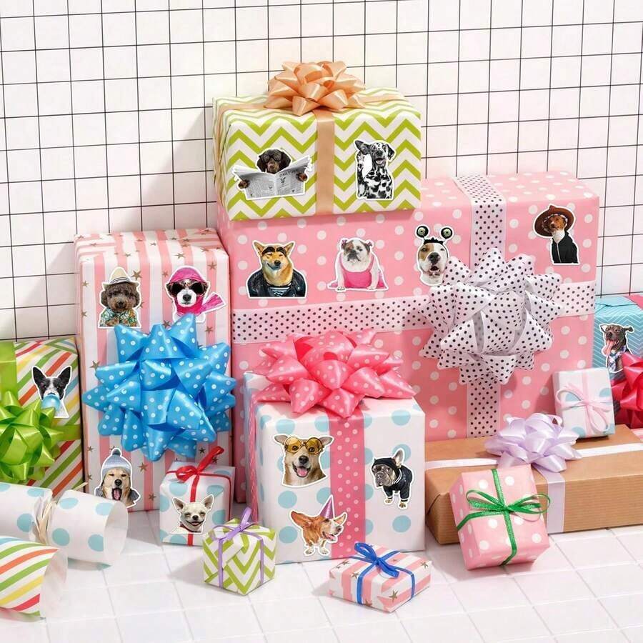 500pcs Asymmetric Dog Shape Graffiti Stickers, 1 Style Optional, 1 Inch, Waterproof Sealing Labels, Suitable For Envelopes, Magazines, Phone Cases, Cups, Computers, Scrapbooks, Party Favors, Gift Wrapping, PVC Stickers School Supplies (Randomly Shipped) - Multicolor - View 1