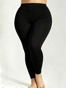 Plus Size High Waist Capri Tights, Solid High Stretch No Foot 9/10 Length Shaping Hosiery, Multi Colors - Multicolor - View 11