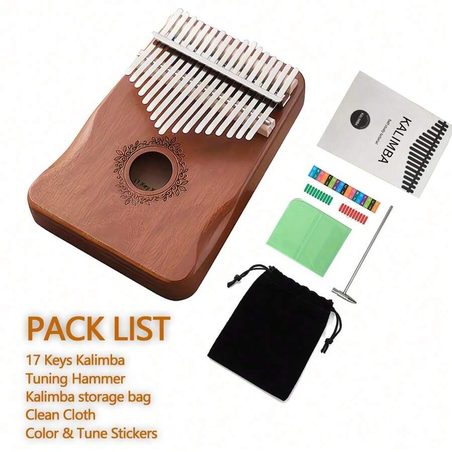 Đàn Kalimba 17 phím, thiết kế công thái học, làm từ gỗ hồng mộc và thép, dễ học và chơi, có khắc nốt nhạc và búa chỉnh âm - Món quà hoàn hảo cho người mới bắt đầu đến người chuyên nghiệp. - Nhiều màu - Xem 1