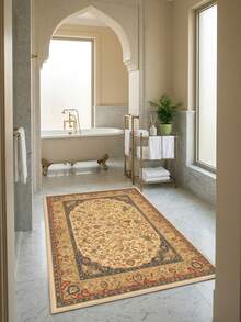 1PC Lion, Antelope, Flower & Bird Pattern Faux Cashmere Machine Washable Area Rug, Middle Eastern Persian Style European Classical Palace Rectangular Soft Carpet, Living Room Bedroom Home Decor, All Season Use, Aesthetic Home Decoration - Multicolor - View 8