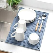 1pc Non-Slip Kitchen Draining Mat, Multi-Purpose Drying Pad, Built-In Drainage Design, Heat-Resistant And Easy To Clean, Suitable For Countertops, Sinks, Refrigerators, Keeping Kitchen Dry, Kitchen Storage - Multicolor - View 7