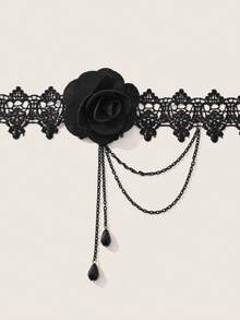 Valisandre 1pc Cross-Border Fashion Lace Necklace - Black - View 4