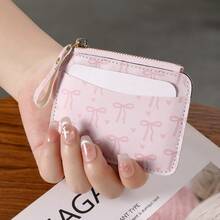 Bow Card Holder, Ultra-Thin Student Small Card Wallet For Women, Card Sleeve Anti-Demagnetization Zipper Coin Purse - Multicolor - View 6