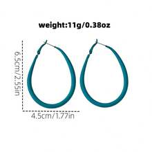 Bright Yellow Matte Large Hoop Earrings, Minimalist Oval Frosted Hoop Earrings, Exaggerated Earrings For Women's Summer Vacation And Party - Multicolor - View 8
