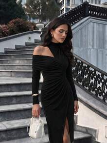Women Midi Dresses - Black - View 8