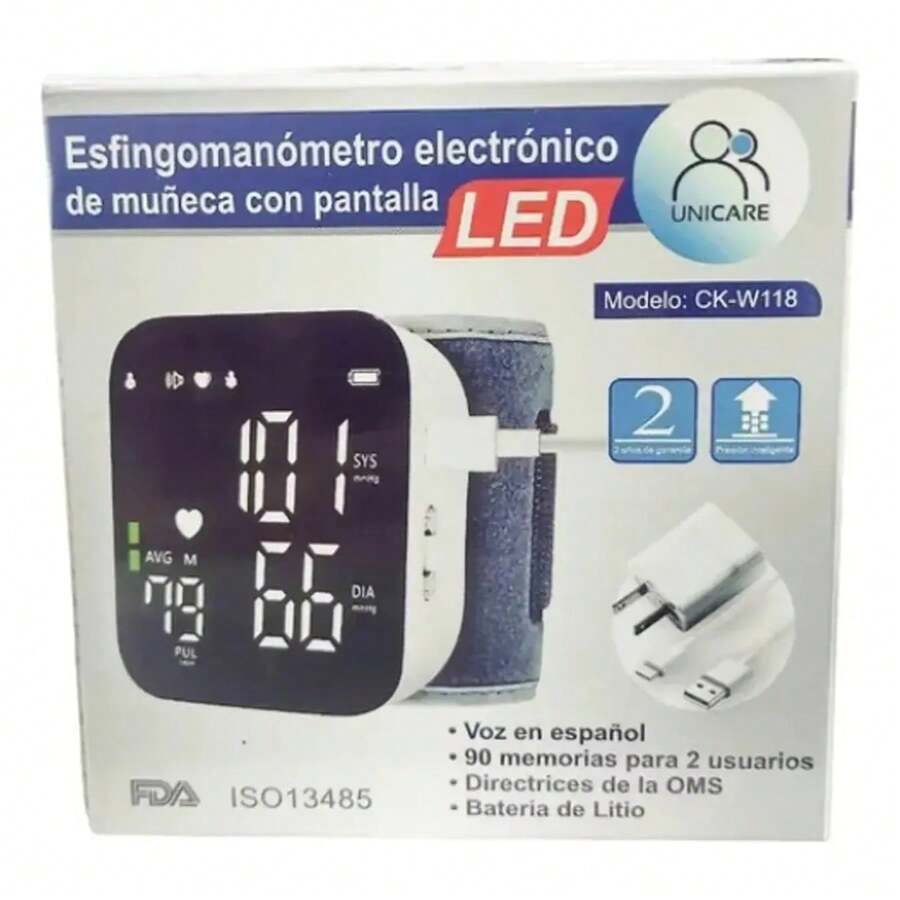 Baumanómetro Digital de Muñeca con Pantalla LED y Cargador USB