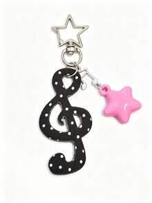 1pc Korean Vintage Sweet Polka Dot Fabric Musical Note Keychain, Five-Pointed Star Musical Note (Note: Musical Note Material Is Fabric), Bag Pendant, Suitable For Friends, Family, Valentine's Day Gift, Birthday Gift, Holiday Gift, Party Gift - Multicolor - View 11