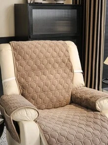 ZXZGM 1pc Full Coverage Recliner Chair Cushion With Armrest Pockets, Solid Color Quilted Hexagon Flannel Sofa Cover, Non-Slip Anti-Scratch Cat-Proof Machine Washable, Multi-Functional Reclining Stretchable Single Slouchy Sofa Cover, All-Season Home Living Room Gaming Chair Dust-Proof Dirt-Resistant Seat Pad, Pet-Friendly Wear-Resistant Thickened Sofa Cover, Autumn Home Textile Decor, Fall, Autumn, Fall Decor, Sofa Cover, Couch Cover - Coffee Brown - View 6