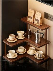 Cup Holder Desktop Corner Storage Rack Dining Table Organizer Sideboard Bar Counter Cup Coffee Mug Tea Set Organizer Shelf - Khaki - View 1