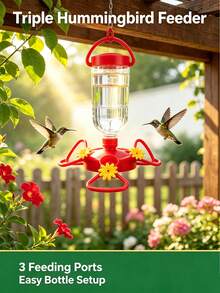 Plastic Bottle Hummingbird Feeder Adapter (Flower-Shaped Feeding Port), Garden Yard Outdoor Bird Feeder Accessory, Fits Most Standard Plastic Bottles, - Multicolor - View 7
