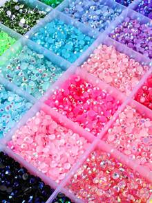 GO2CJBEADS 1 Set Resin Jelly Rhinestone Bedazzling Kit, 42 Grid Colorful Flat Gems Rhinestone With Storage Box, Tweezers And B-7000 For Handmade Crafts - Rhinestone Set - View 4