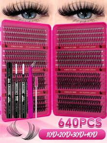 Value Pack: 576/592/616/640 Clusters Segmented Lashes, 10‑18mm Dense D Curl Individual Extensions. Ultra Soft Lash Clusters For Full Glamorous Look. 10D‑150D Waterproof Lightweight Lashes. Perfect For Daily Wear, Dates, Parties, Christmas & Halloween - Multicolor - View 16