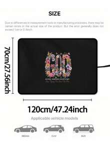 2D Flat Colorful Trunk Mat, Fun Cat, God Floral Text Print, Cushion Cloth For Folding Car Trunk, Waterproof And Dirt Resistant Car Trunk Mat, Interior Protection Trunk Mat Specially Designed For Vehicles, Durable, For Driver, Multi-Function Pad, Ideal Housewarming Gift Or Car Accessory For Loved Ones - A - View 11
