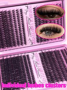 640 Clusters False Eyelashes, Single Lash Clusters, 30D+40D+50D+60D Large Capacity Mixed Pack, D Curl, 8-16mm Mixed Length Segmented Lash Book, Dense And Long, Suitable For Daily Home Wear, Easy To Use - D - View 3