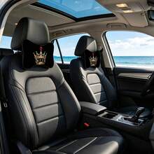 1pc/2pcs Car Headrest Pillow, Crown Print, Practical And Aesthetic, Made Of Polyester Fiber And Polypropylene Fiber, Car Neck Pillow, Car Interior Accessory, All-Season Bone-Shaped Pillow - Headrest - View 7