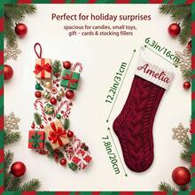 1pc Personalized Customized Christmas Stocking, Christmas Essential, Christmas Gift, Christmas Hanging Decoration, Printed Embroidery, Embroidered Christmas Stocking Set, Name Embroidery, DIY Handmade Embroidered Christmas Pattern, Handmade Sewn Christmas Gift Sock - Multi-color 2 - View 5